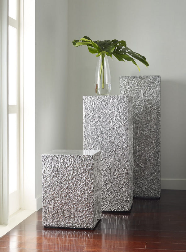 String Theory Pedestal, Silver Leaf, Large