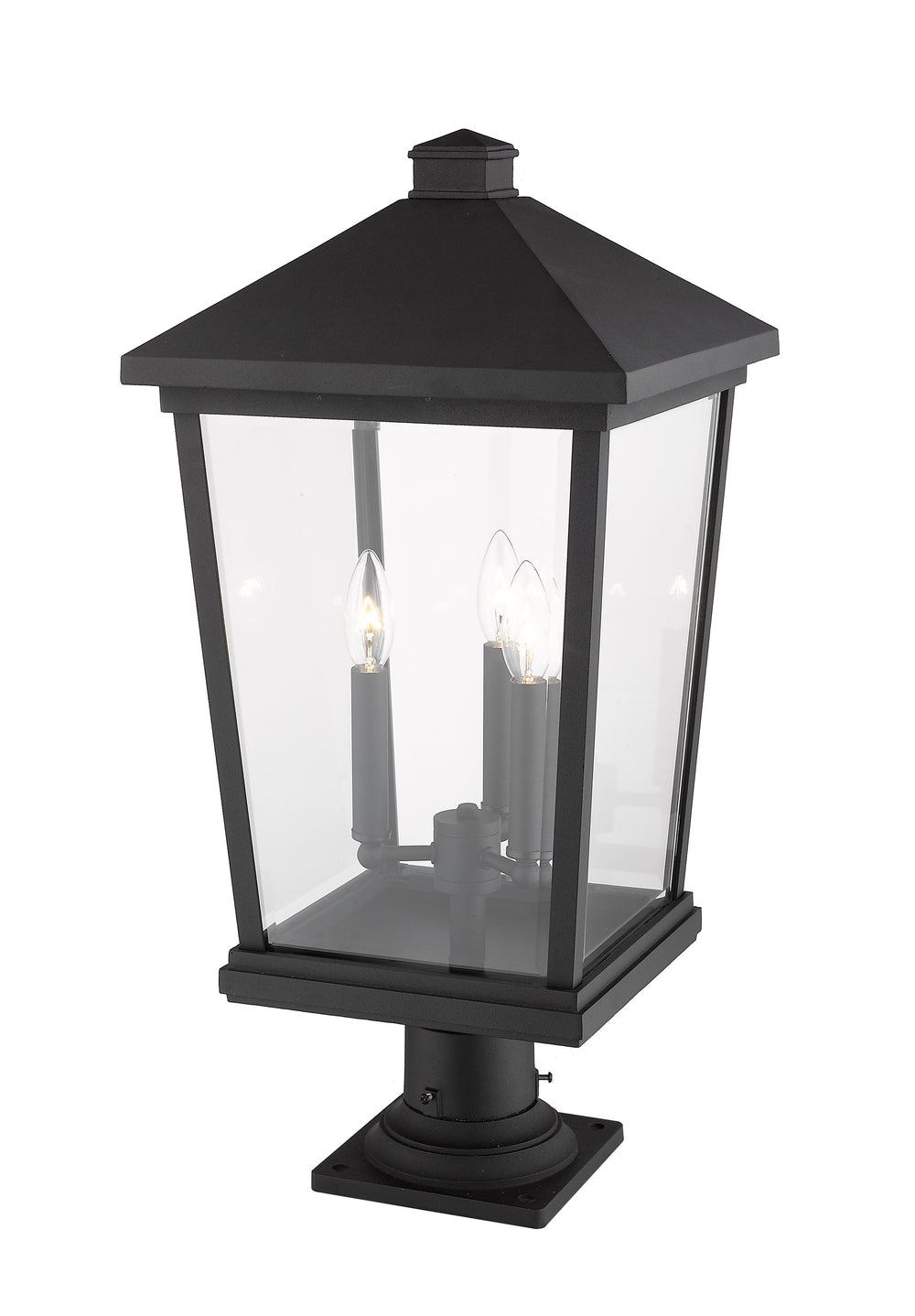 Beacon 3 Light Outdoor Pier Mounted Fixture in Black Finish