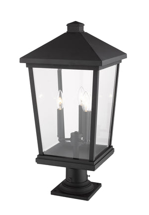 Beacon 3 Light Outdoor Pier Mounted Fixture in Black Finish
