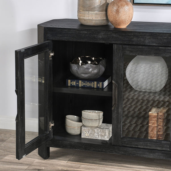 Macarthur Solid Wood 4-Drawer Cabinet in Antique Black