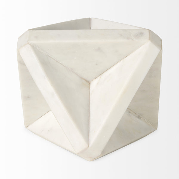 Sophia 5.5 L x 5.5 W x 8.5 H White Marble Decor Stand