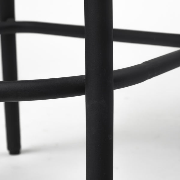 Etienne 26.25" Seat Height Black Wood Seat Black Metal Base Stool