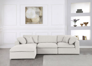 Carmen Cloud Modular Sectional In Cream Linen Fabric