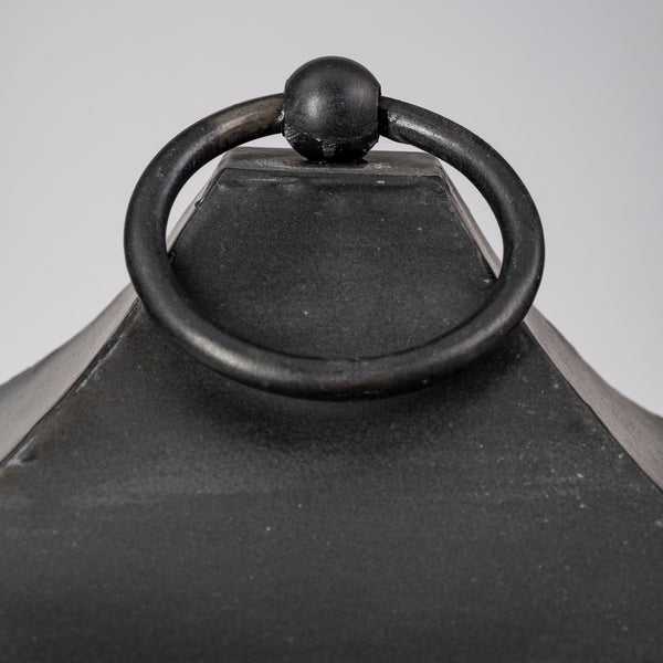 Ina Tall Charcoal Metal Candle Holder Lantern