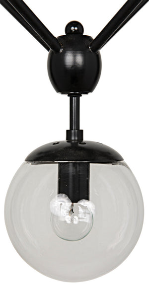 Pluto Chandelier, Small, Black Steel