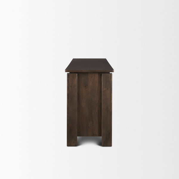 Wallen 2 Door Solid Dark Brown Wood w/ 3 Drawers Sideboard