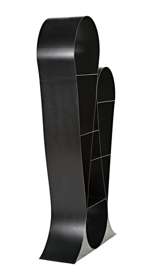 Zaha Industrial Steel Bookcase in Matte Black