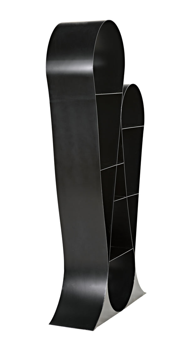 Zaha Industrial Steel Bookcase in Matte Black