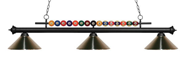 Shark 3 Light Billiard Light in Matte Black Finish