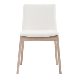 Moe's Deco Oak Dining Chair Cream White Set of 2