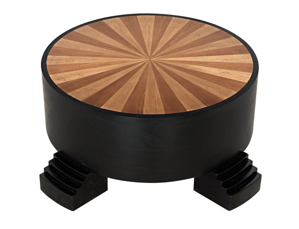 Tambour Mahogany Coffee Table with Veneer Top in Hand-Rubbed Black