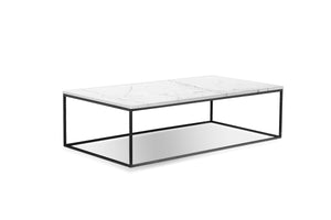 ONIX Coffee Table in semi-honed white marble /blk PC
