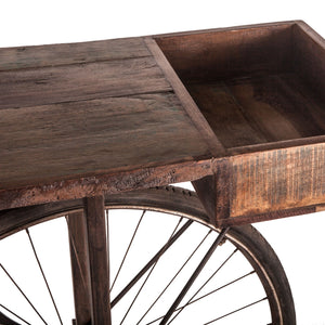 Industrial Teak Bicycle Console Table