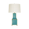 HANDPAINTED PAGODA TABLE LAMP IN TURQUOISE WITH GOLD TRIM