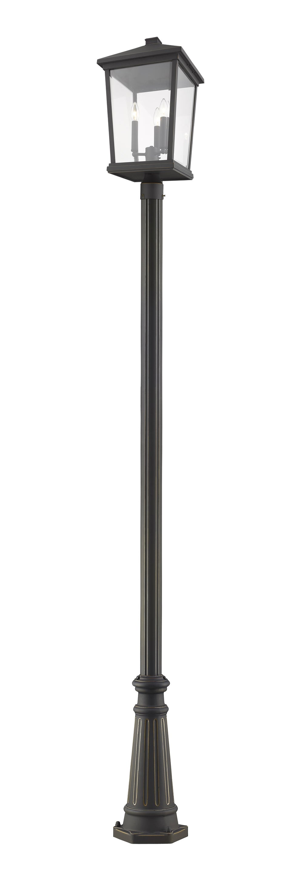Beacon 3 Light Outdoor Post Mounted Fixture in Oil Rubbed Bronze Finish