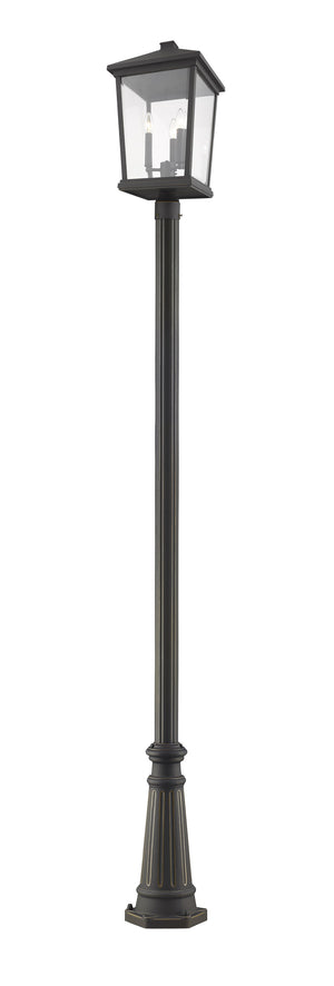 Beacon 3 Light Outdoor Post Mounted Fixture in Oil Rubbed Bronze Finish