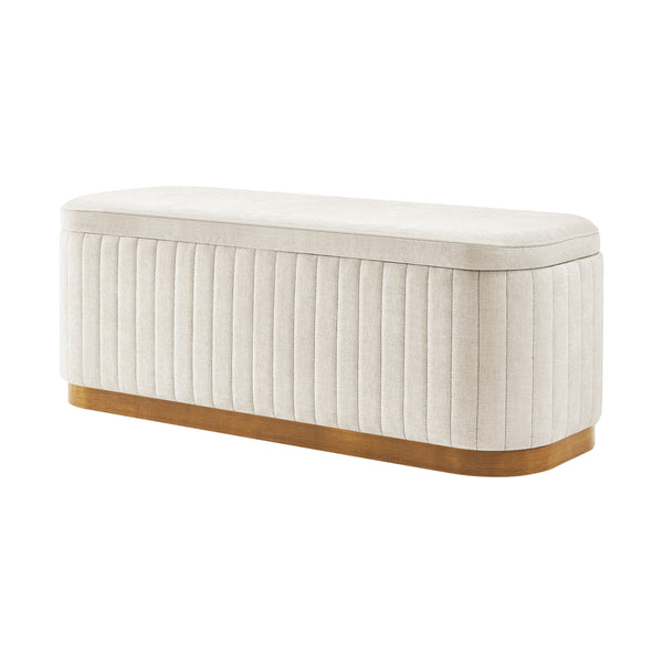 Clinton Chenille Storage Bench, Seneca Beige 