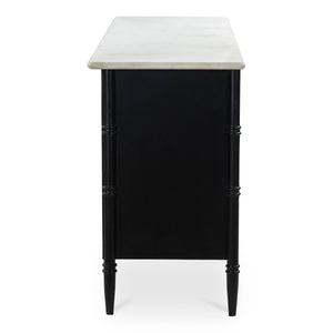 Eleanor 6 Drawer Dresser in Black with Marble Top