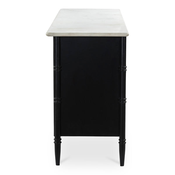 Eleanor 6 Drawer Dresser in Black with Marble Top