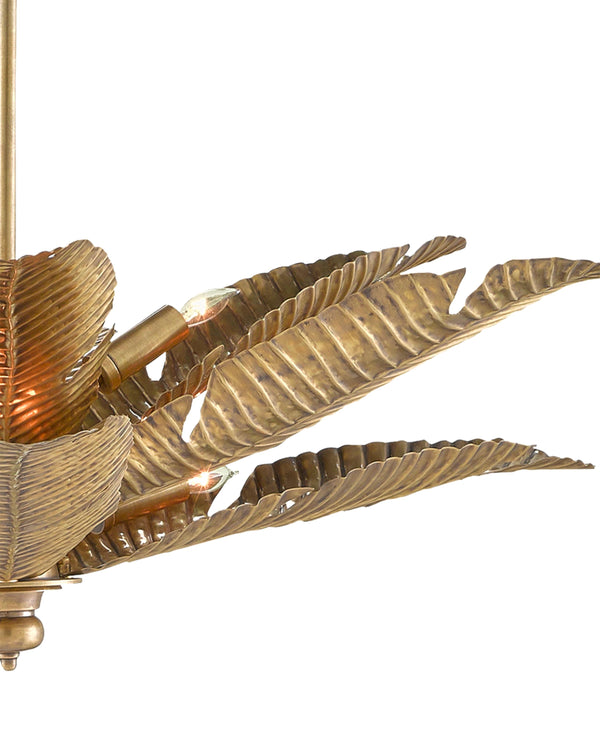 Tropical Semi-Flush In Vintage Brass