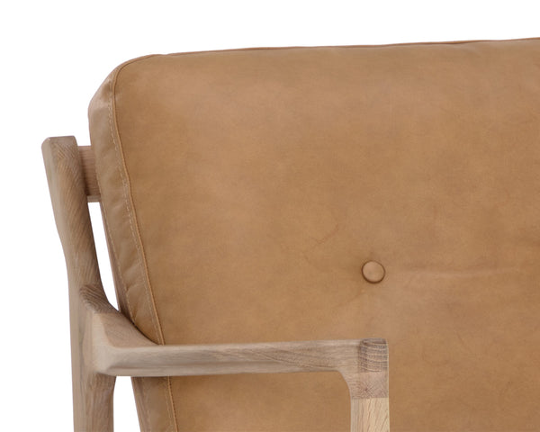GILMORE LOUNGE CHAIR - LIGHT OAK - SAHARA CAMEL LEATHER