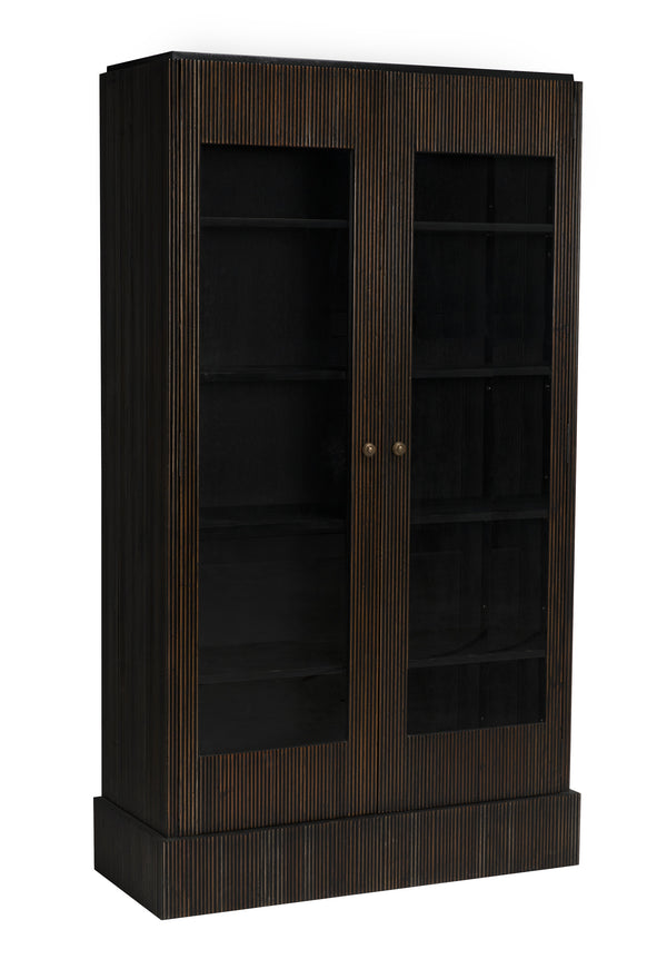 Noho Hutch in Mahogany, Hand-Rubbed Black with Light Brown Accents
