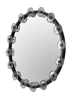 Moira Mirror with Glass Details, Black Metal
