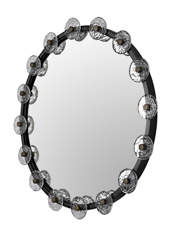 Moira Mirror with Glass Details, Black Metal