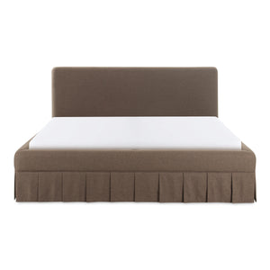 Maren King Bed Brown with Pleated Base