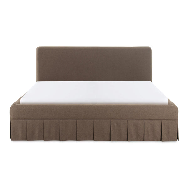 Maren King Bed Brown with Pleated Base