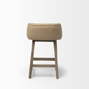 Monmouth 24.25" Seat Height Cream/Beige Fabric Seat Brown Wood Frame Counter Stool