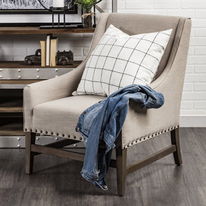 Suzanne 22 x 22 White/Black Square Pattern Decorative Pillow Cover