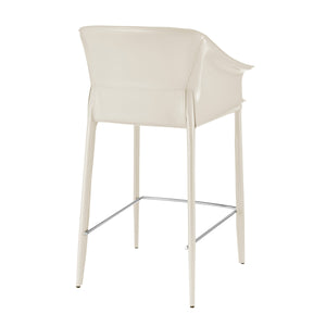 Callie Recycled Leather Counter Stool, Vanilla
