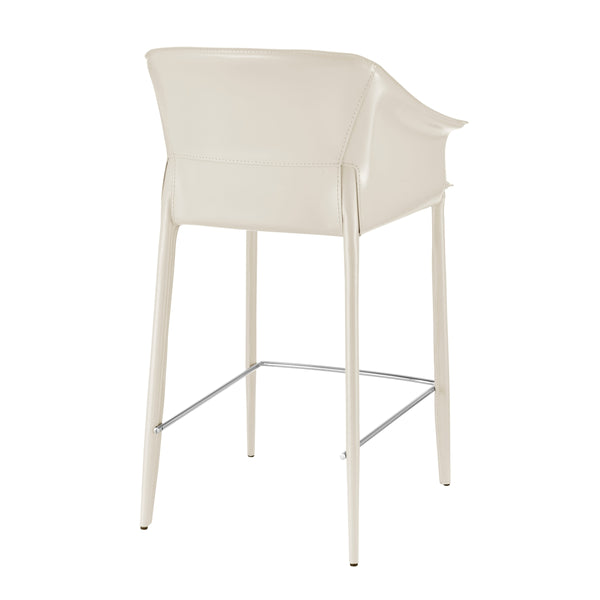 Callie Recycled Leather Counter Stool, Vanilla