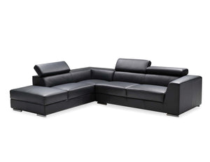 Icon Sectional LAF Chaise in black premium leather