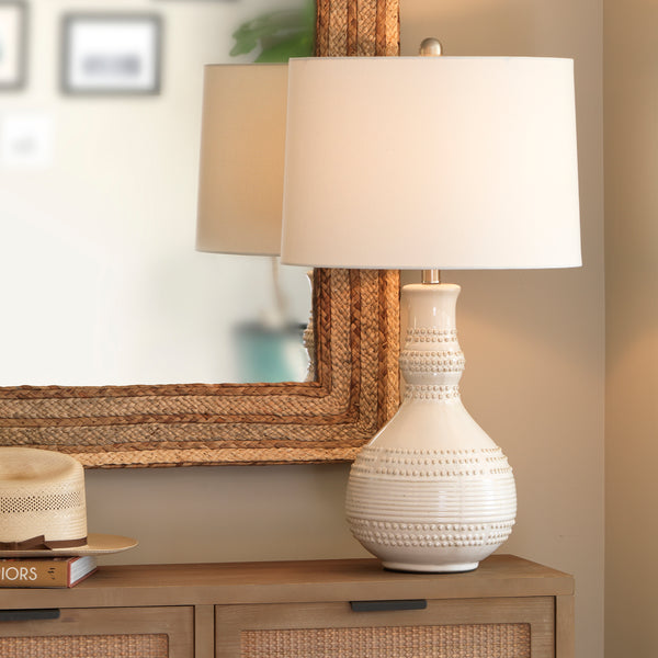 Droplet Ceramic Table Lamp, White