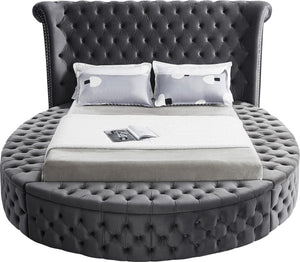 Lorena Queen Bed In Grey Velvet