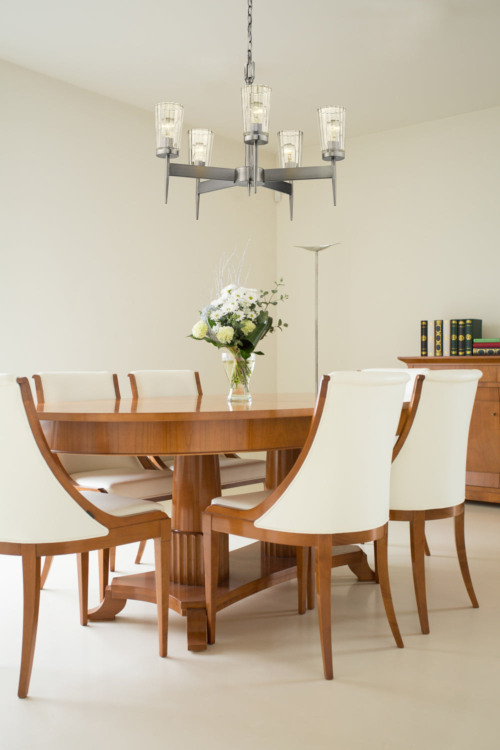 Flair 5 Light Chandelier in Antique Nickel Finish