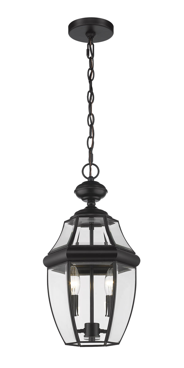 Westover 2 Light Outdoor Chain Mount Ceiling Fixture in Black Finish