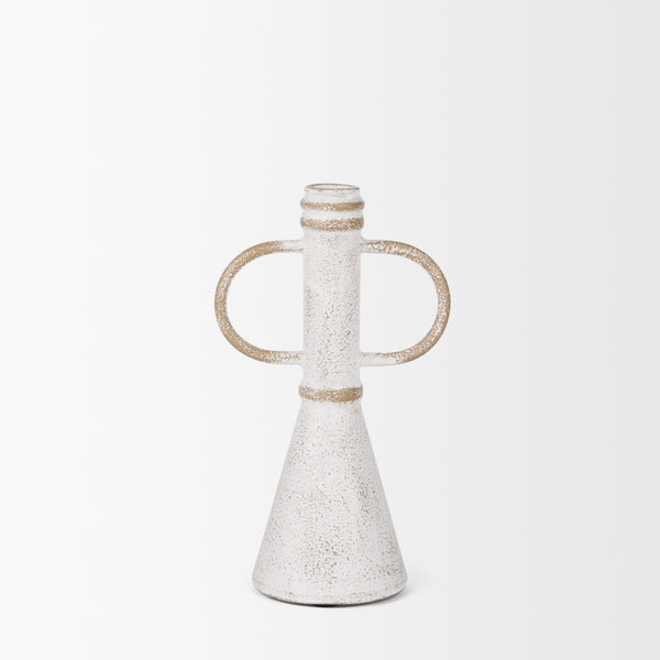 Ziva Small Distressed Wall White Metal Sculptural Object