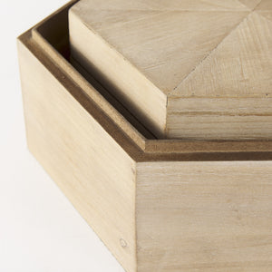Elyse (Set of 2) 14L x 12W Brown Wooden Hexagonal Boxes