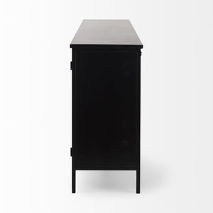 Aurelia 79.0L x 16.0W x 33.0H Black and White Metal Four Door Glass Cabinet