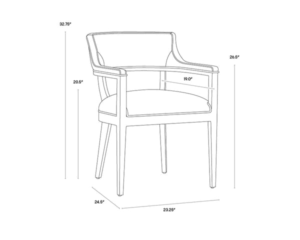 BRYLEA DINING ARMCHAIR - BROWN - SHALIMAR TOBACCO LEATHER