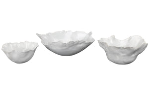 Fleur Ceramic Decorative Bowls (Set of 3), White