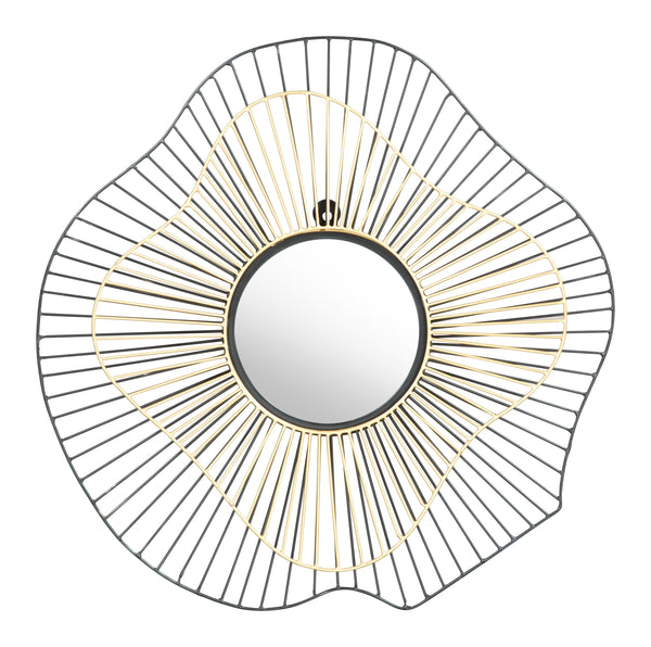 Comet Round Mirror Black & Gold