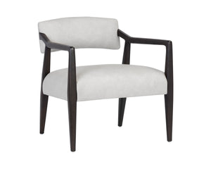 KEAGAN LOUNGE CHAIR - SALOON LIGHT GREY LEATHER