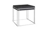 Burnt Cube Side Table, Chamcha Wood, Stainless Steel Base