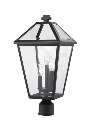 Talbot 3 Light Outdoor Post Mount Fixture in Black Finish