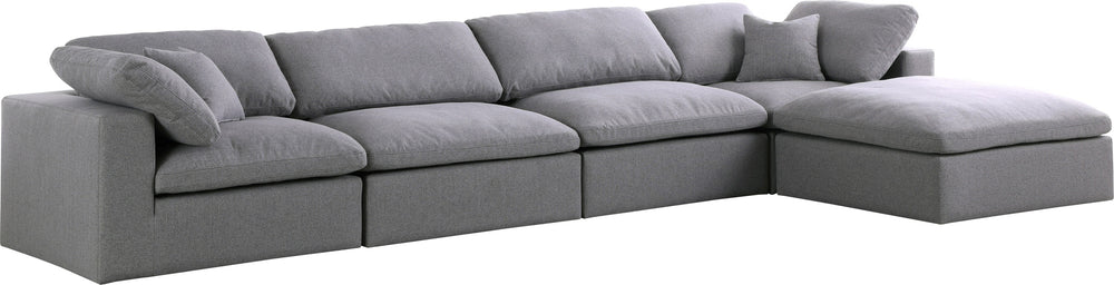 Carmen Cloud Modular Sectional In Grey Linen Fabric