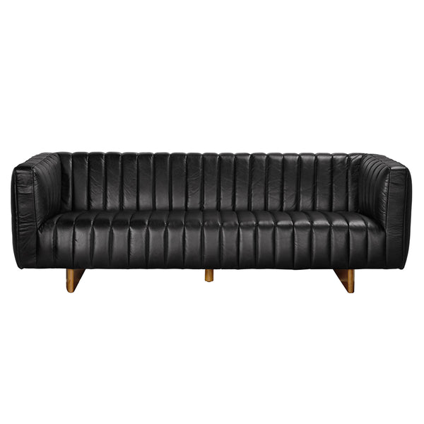Khann Sofa, Ebony Black Leather
